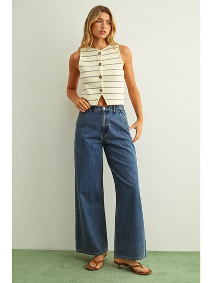 Stripe Pattern Knitted Vest