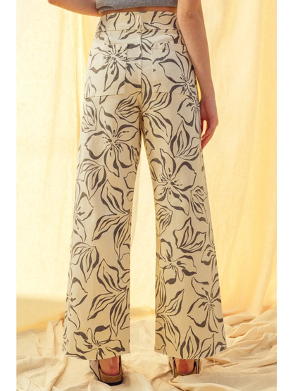 Floral Print Stretch Pants