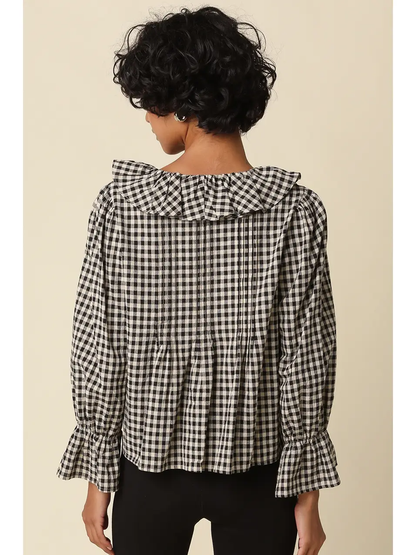 Hazel Gingham Ruffle Blouse