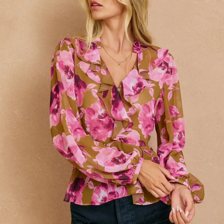 Floral Tie Blouse