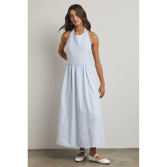 Striped Halter Maxi Dress