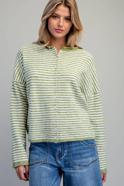 Green Stripe Cardigan