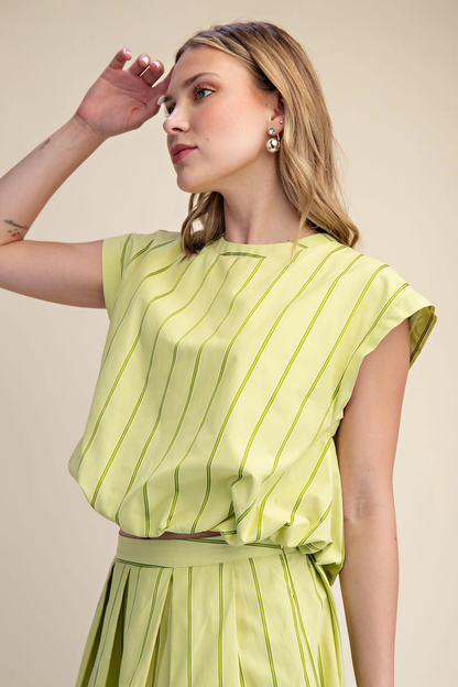 Bubble Stripe Crop Top