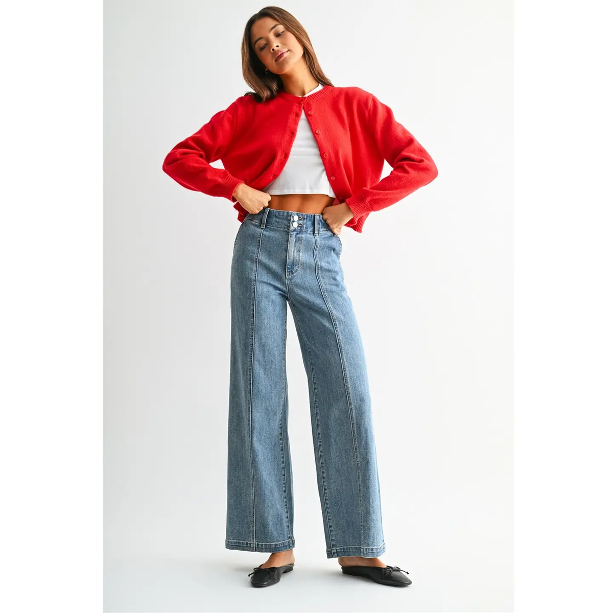 High-Rise Wide Seamed Front