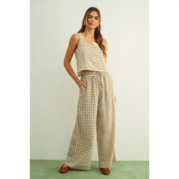 Gingham Straight Pants