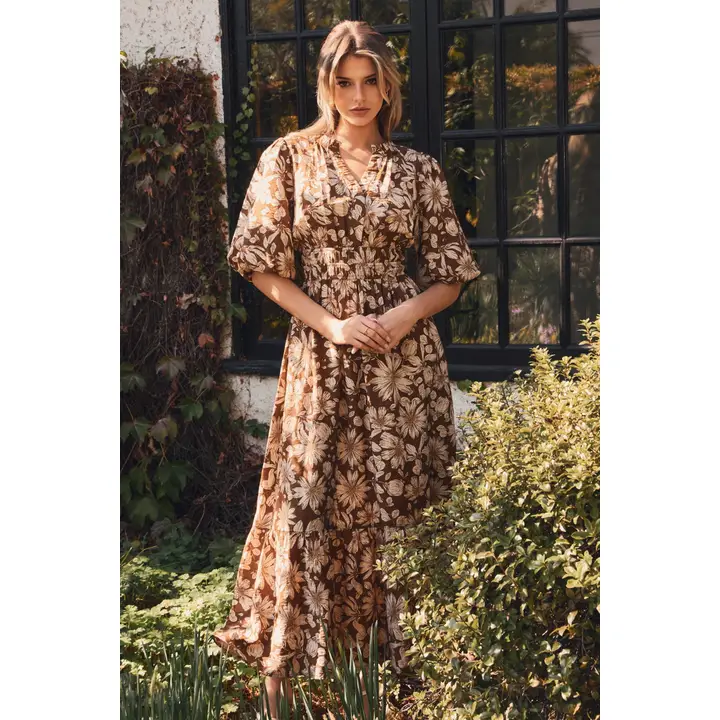 Mocha Floral Dress