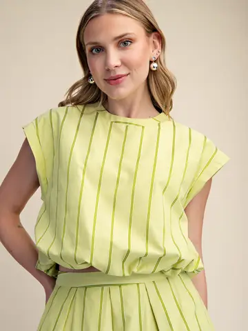 Bubble Stripe Crop Top