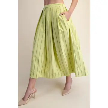 Pleated Stripe Skirt