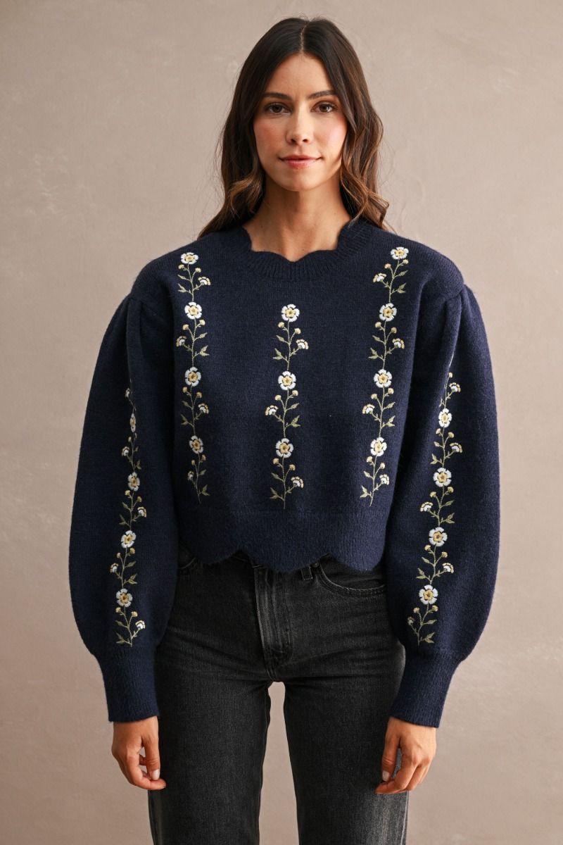 Navy Garden Sweater