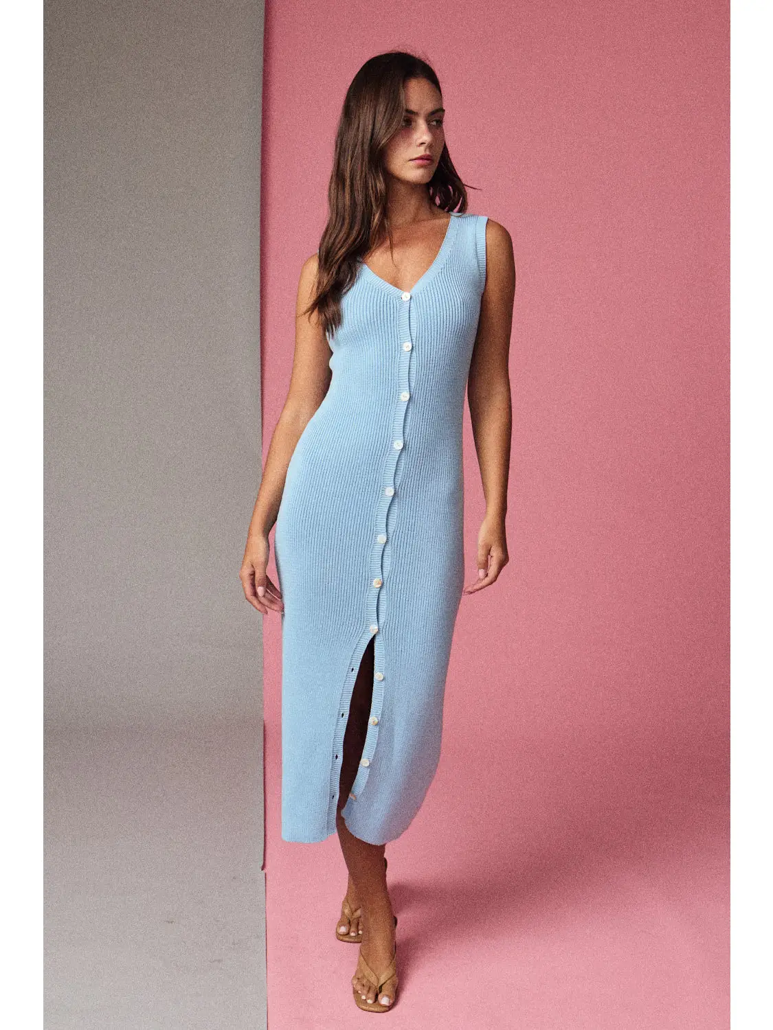 Button Front Rib Dress