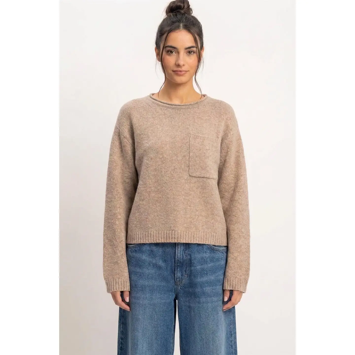 Taupe Wide Sleeve Sweater