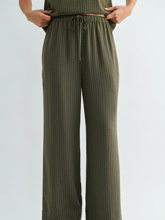 Tie Front Stripe Pants