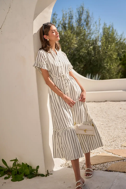 Striped Button Up Midi