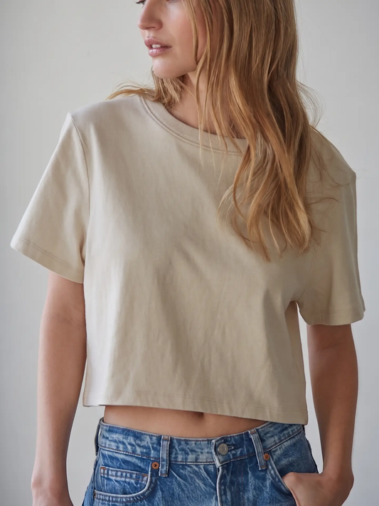 Ecru Cotton Crop Top