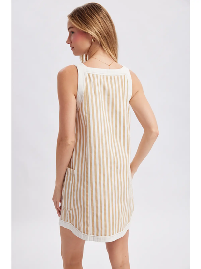 Striped Button-Up Mini Dress