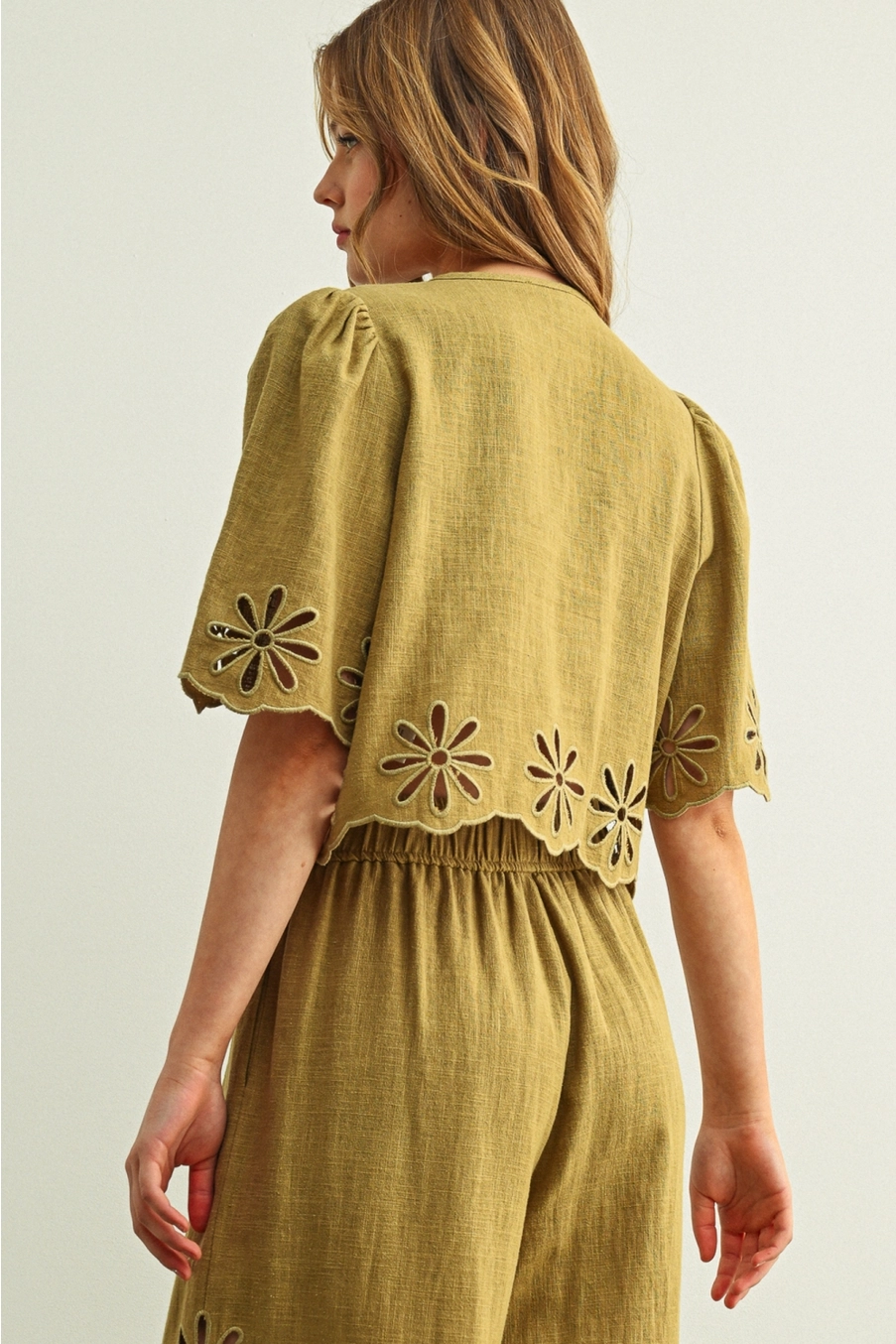 Emboridered Tie Front Top