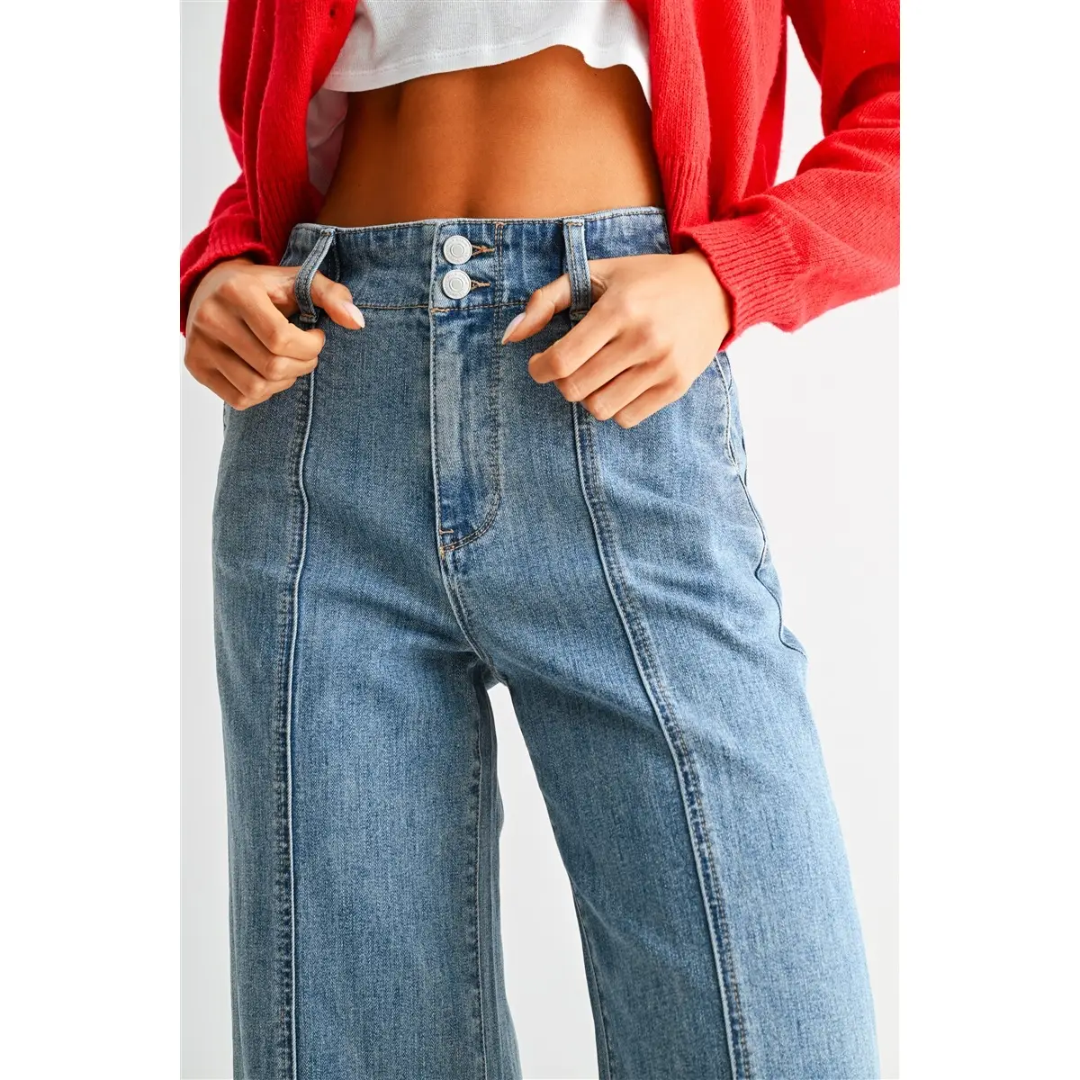 High-Rise Wide Seamed Front