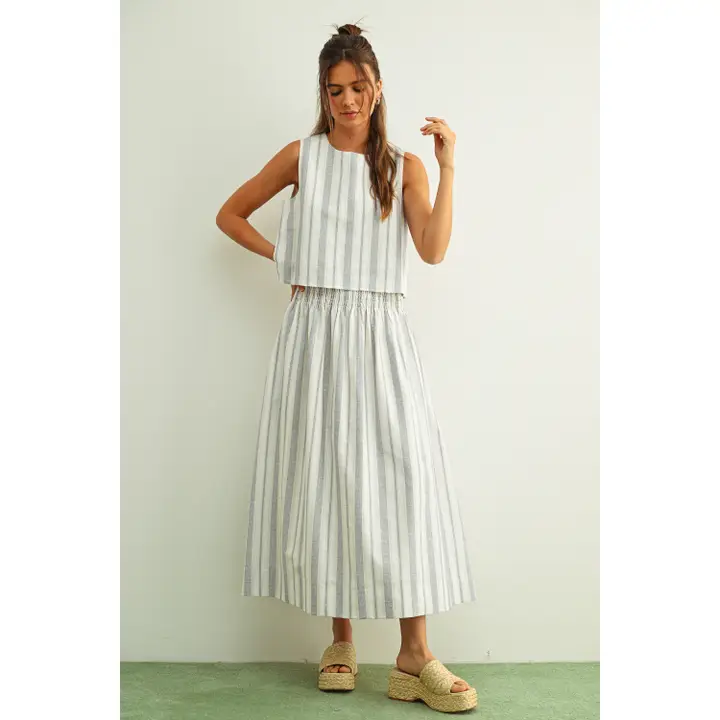 Stripe Pattern Sleeveless Crop Top