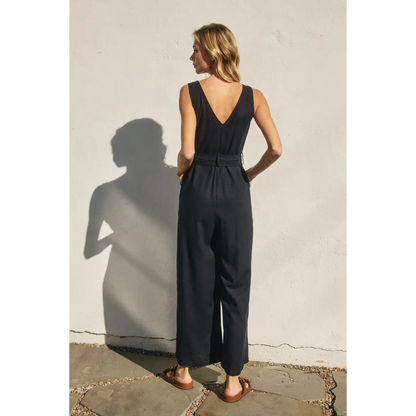 Button Down Sash Jumpsuit