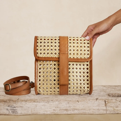 Brown Rattan Medium Clutch