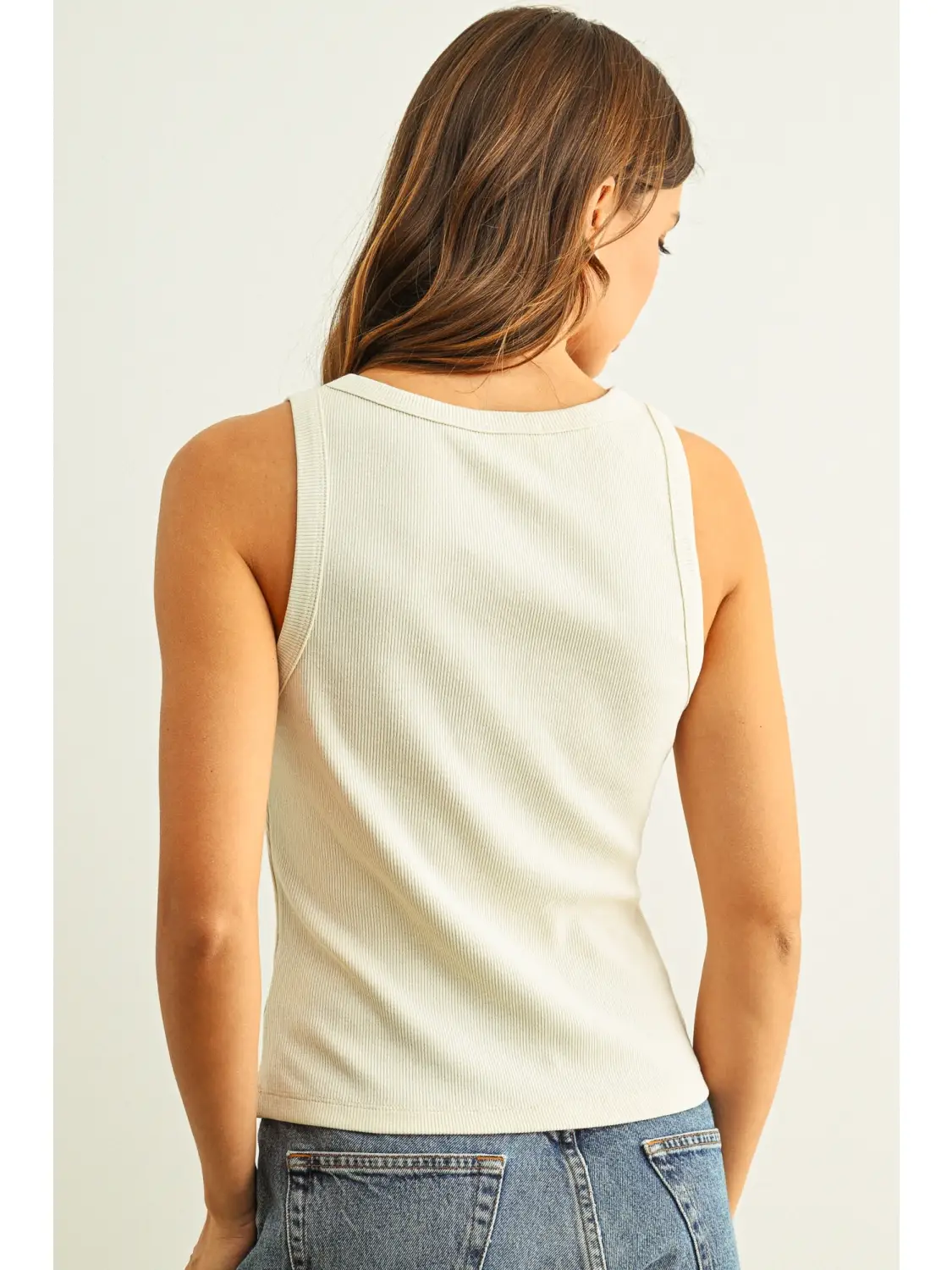 Round Neck Button Detail Tank