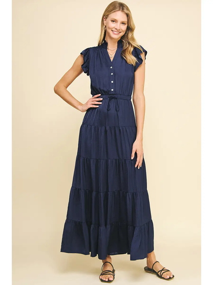 Navy Satin Maxi