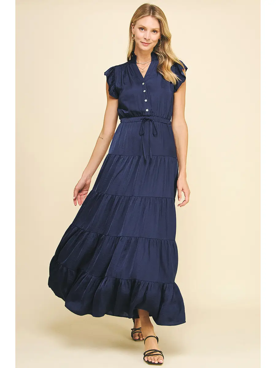 Navy Satin Maxi