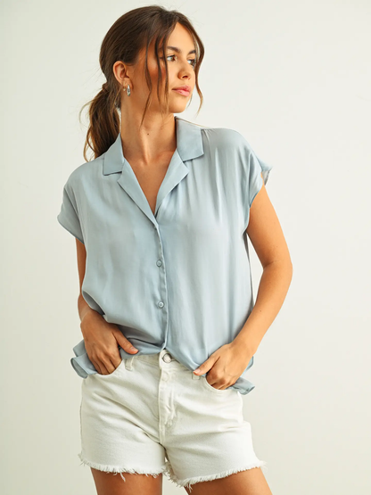 Button Down Cap Sleeve