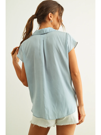 Button Down Cap Sleeve