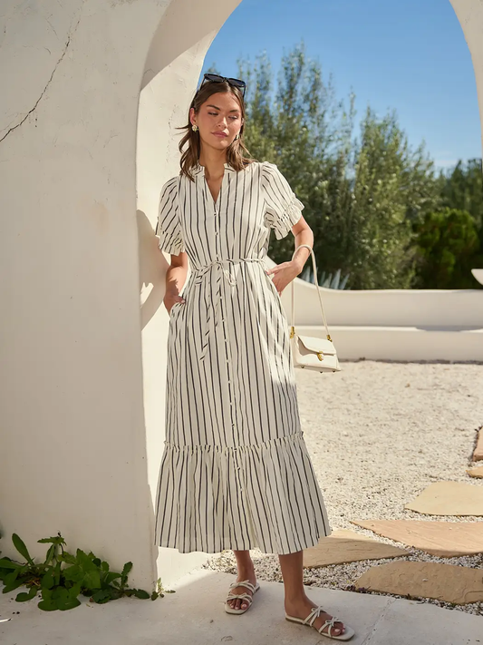 Striped Button Up Midi