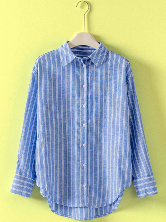 Linen Striped Button Up