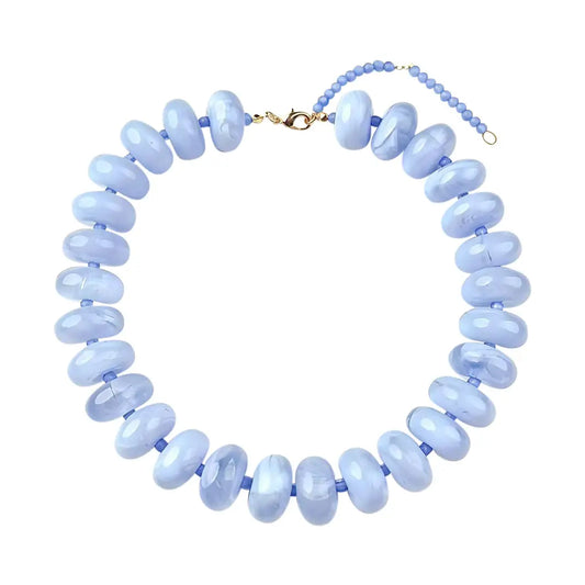 Bailey Chunky Beaded Necklace- Light Blue