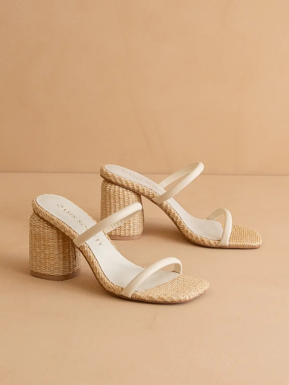 The Margaret Beige Rattan Heel