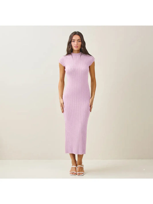 Pink Mockneck Maxi Dress