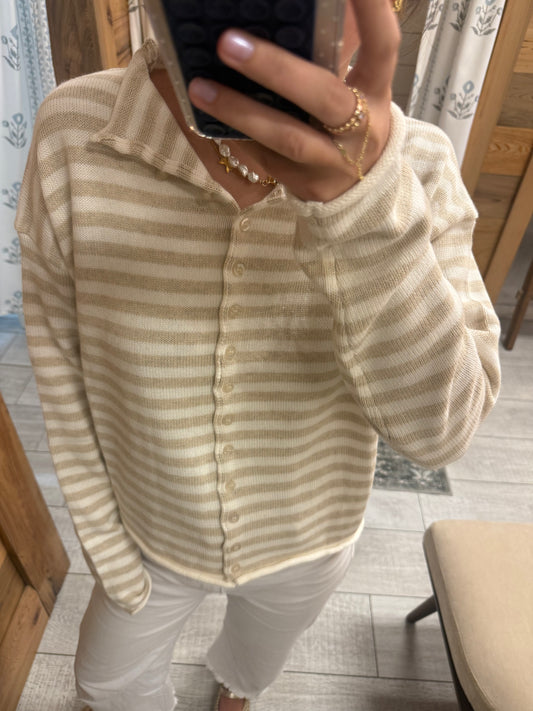 Oatmeal and White Cardigan