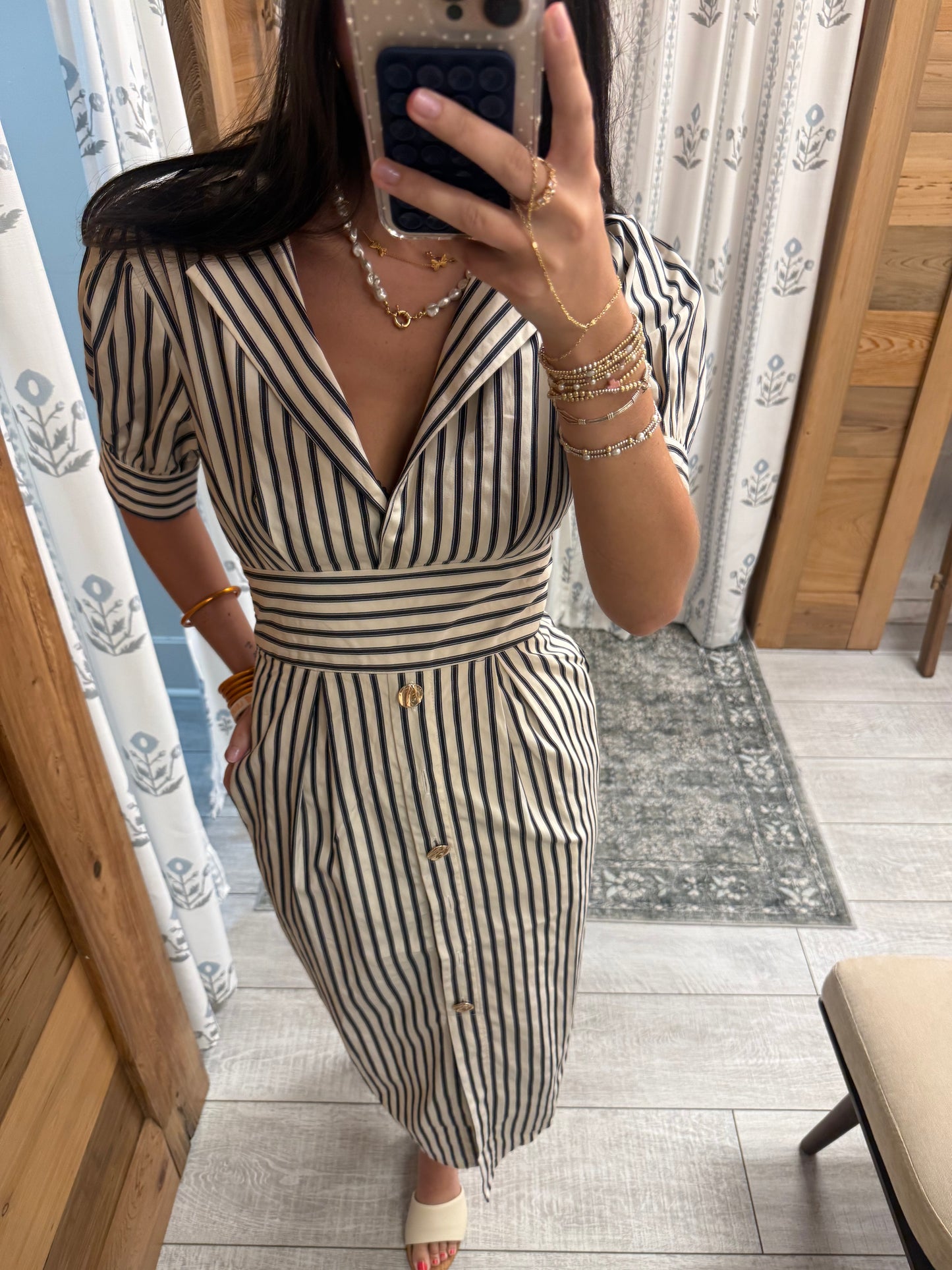 Navy Stripe Midi Dress