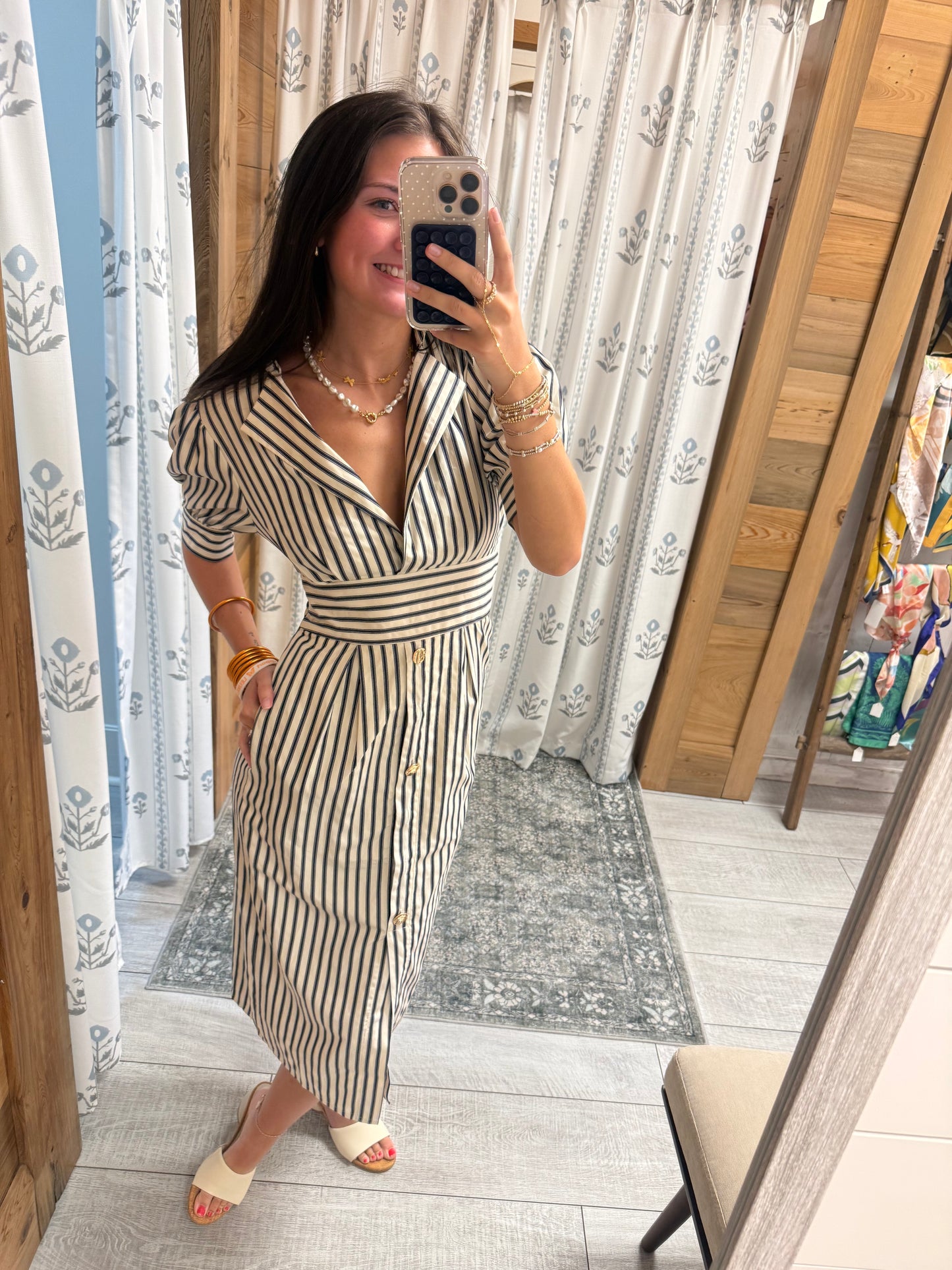 Navy Stripe Midi Dress