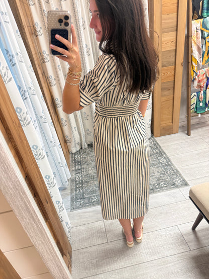 Navy Stripe Midi Dress